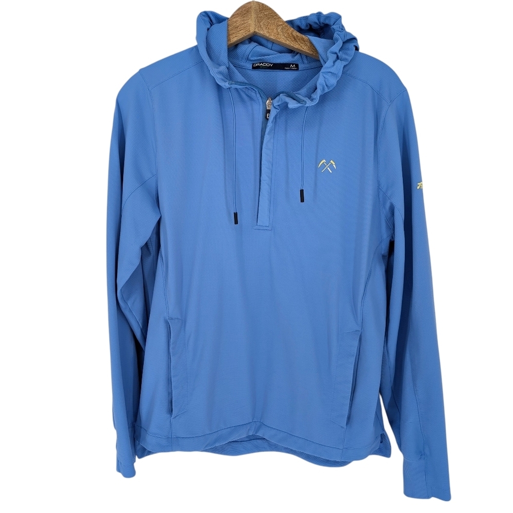 B. Draddy Mens Cool Hoodie 1/4 Zip Fried Egg Golf Collab Mac Blue Medium